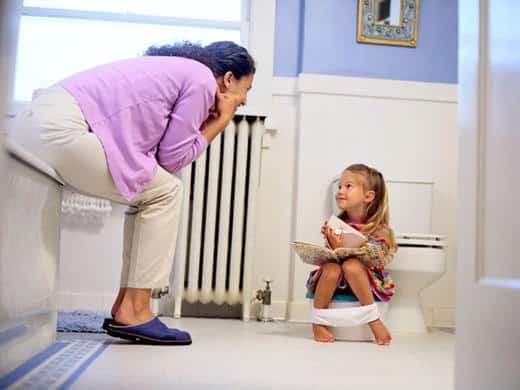 mom and daughter potty training